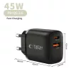 Tech-protect Nca45w-gan 2-port Hálózati Töltő Pd 45w / Qc3.0 Feket-5906302335992 6 kép