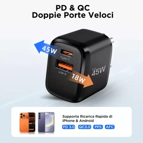 Tech-protect Nca45w-gan 2-port Hálózati Töltő Pd 45w / Qc3.0 Feket-5906302335992 7 kép