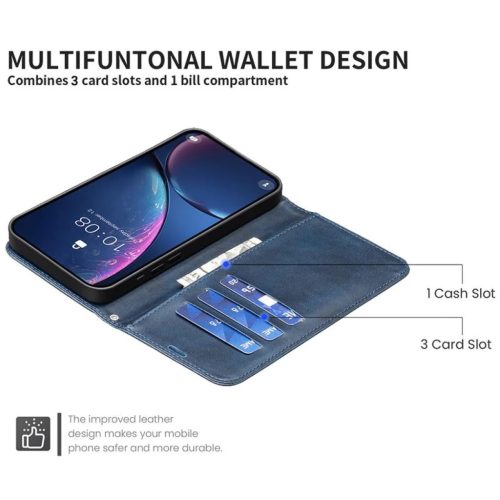 Honor X5c Plus – báránybőr hatású, flip műbőr tok, kék- 1 kép