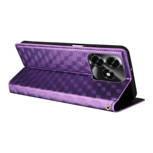 Honor X5c Plus – kockás textúrájú, flip műbőr telefontok, lila- 4 kép