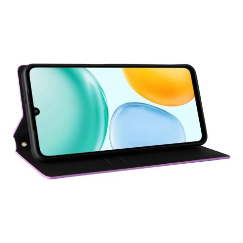 Honor X5c Plus – kockás textúrájú, flip műbőr telefontok, lila- 5 kép