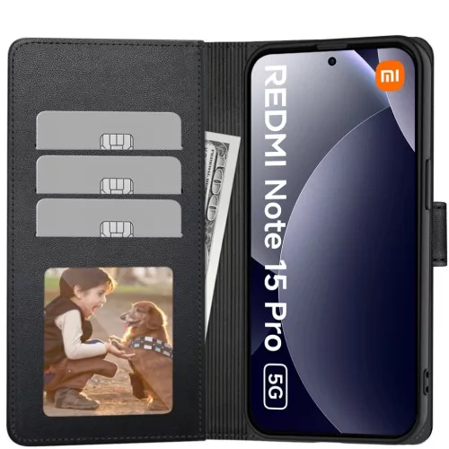 Xiaomi Redmi Note 15 Pro 5G Tech-protect Wallet tok Matte Black-5906302352890 2 kép