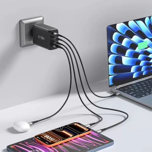 Tech-Protect NC240W-GAN 4-portos hálózati töltő PD 240W / QC3.0 Fe-5906302352364 7 kép