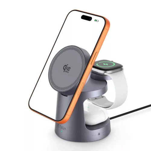 Tech-protect Qi2.2-25w-a48 3in1 Magnetic Magsafe Wireless Charger Dark-5906302352531 2 kép