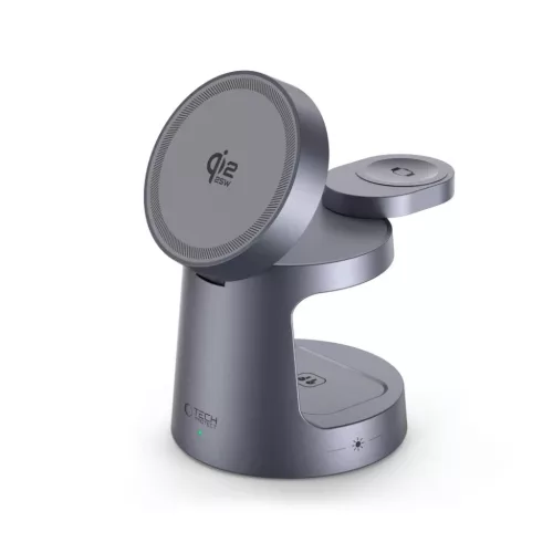 Tech-protect Qi2.2-25w-a48 3in1 Magnetic Magsafe Wireless Charger Dark-5906302352531 3 kép