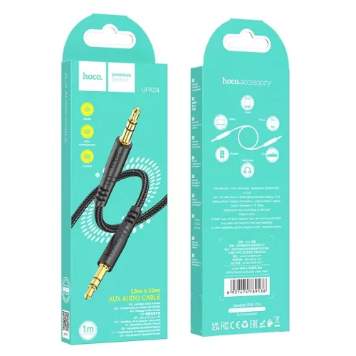 Hoco 1 m UPA24 fekete 3,5 mm-es Jack Jack kábel-6931474789136 6 kép