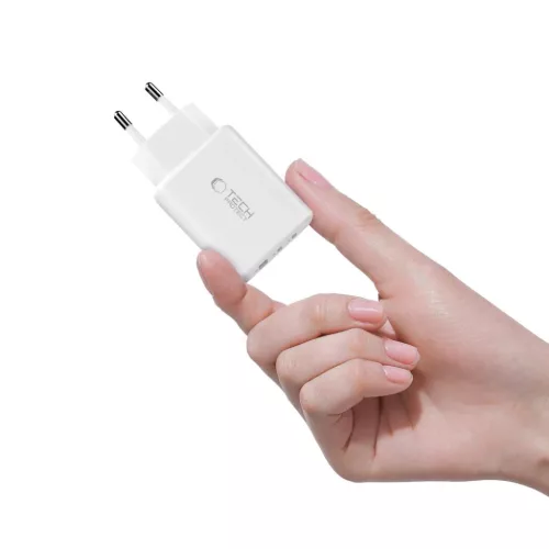 Tech-Protect NCA65W-GAN 3-portos hálózati töltő PD 65W / QC3.0 Feh-5906302336074 5 kép