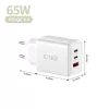 Tech-Protect NCA65W-GAN 3-portos hálózati töltő PD 65W / QC3.0 Feh-5906302336074 6 kép