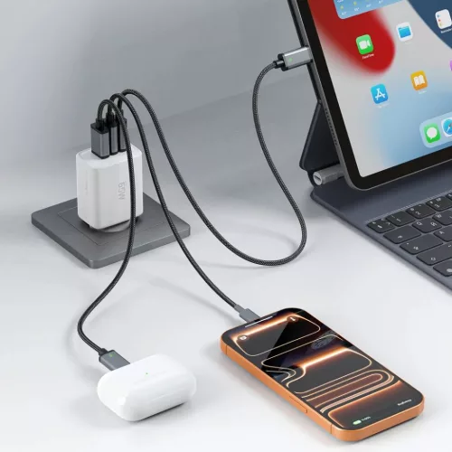 Tech-Protect NCA65W-GAN 3-portos hálózati töltő PD 65W / QC3.0 Feh-5906302336074 8 kép