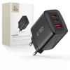 Tech-protect Nca65w-gan 3-portos hálózati töltő Pd 65w / Qc3.0 Fekete