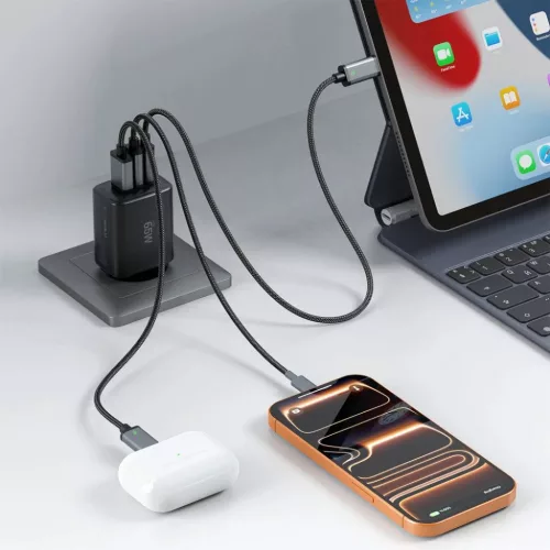 Tech-protect Nca65w-gan 3-portos hálózati töltő Pd 65w / Qc3.0 Fek-5906302336081 8 kép