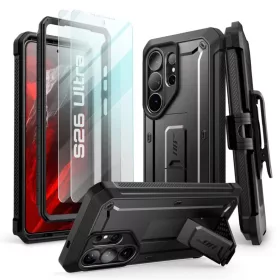   Samsung Galaxy S26 Ultra Supcase Unicorn Beetle Pro tok és üvegfólia 2-pack, fekete