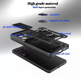 Samsung Galaxy S26 Ultra Slide-es Kameravédős TPU + PC Tok (Fekete)- 2 kép