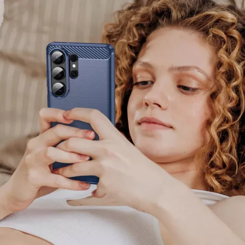 Samsung Galaxy S26 Ultra szénszálas-hatású TPU tok (kék)- 2 kép