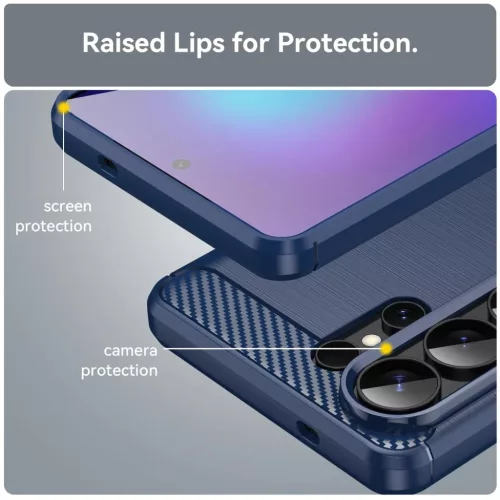 Samsung Galaxy S26 Ultra szénszálas-hatású TPU tok (kék)- 3 kép