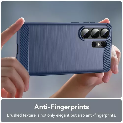 Samsung Galaxy S26 Ultra szénszálas-hatású TPU tok (kék)- 7 kép