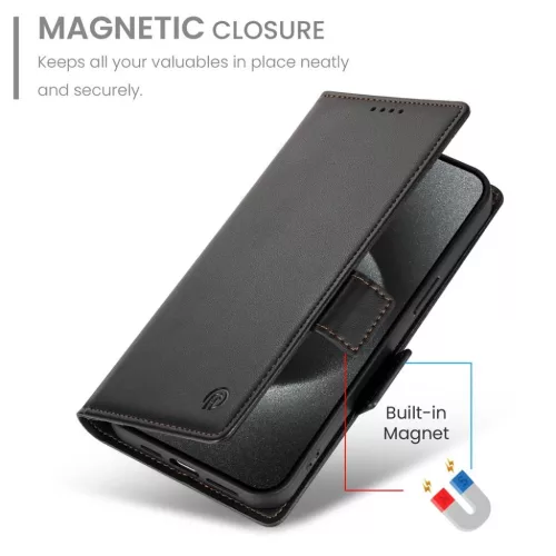 Samsung Galaxy S26 Ultra oldalsó kapcsos, mágneses matt bőr fliptok- 5 kép