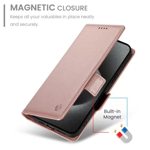 Samsung Galaxy S26 Ultra oldalsó kapcsos, mágneses matt bőr fliptok- 3 kép