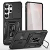 Samsung Galaxy S26 Ultra páncél PC-TPU mágneses kameravédő telefontok (fekete)