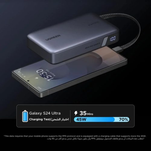 Powerbank UGREEN PB550, 20000mAh, 67W, QC + PD, Szürke-6941876269907 3 kép