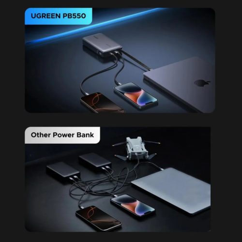 Powerbank UGREEN PB550, 20000mAh, 67W, QC + PD, Szürke-6941876269907 5 kép