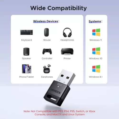 UGREEN CM748 (75073) Bluetooth adapter, fekete-6941876270736 4 kép