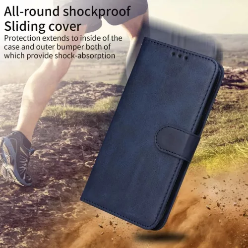 Samsung Galaxy S26 Ultra klasszikus PU bőr fliptok, tok – kék- 7 kép