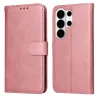 Samsung Galaxy S26 Ultra klasszikus PU bőr fliptok, tok – rózsaarany