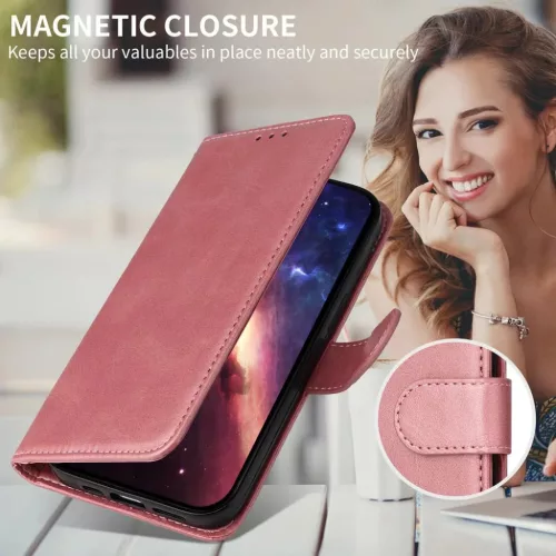 Samsung Galaxy S26 Ultra klasszikus PU bőr fliptok, tok – rózsaara- 2 kép