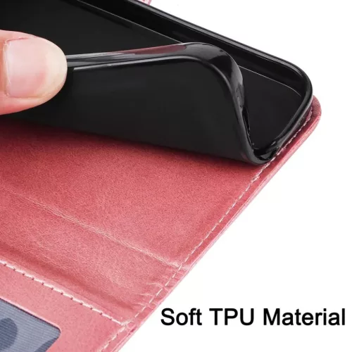 Samsung Galaxy S26 Ultra klasszikus PU bőr fliptok, tok – rózsaara- 4 kép