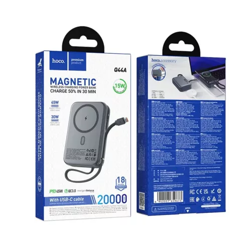 Hoco 20000 mAh powerbank, kompatibilis a MagSafe QC PD 45W Q44A fekete-6942007659673 9 kép