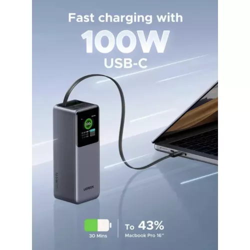 Powerbank UGREEN PB726 (55987B), 20000mAh, 165W, QC + PD, Szürke-6941876269921 2 kép