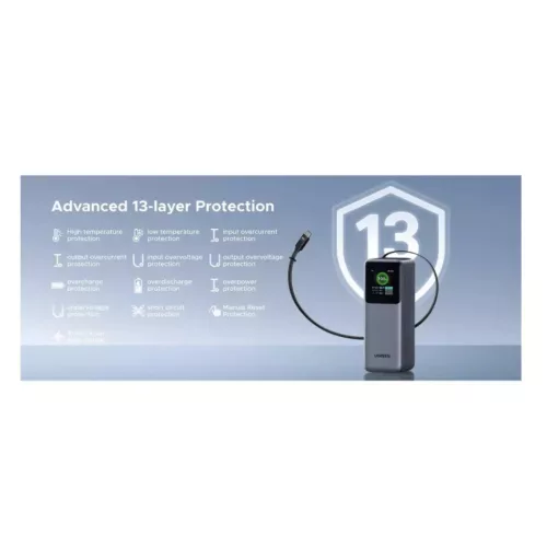 Powerbank UGREEN PB726 (55987B), 20000mAh, 165W, QC + PD, Szürke-6941876269921 5 kép