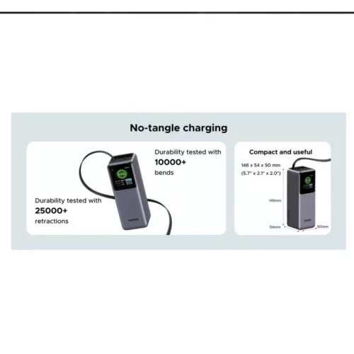 Powerbank UGREEN PB726 (55987B), 20000mAh, 165W, QC + PD, Szürke-6941876269921 6 kép