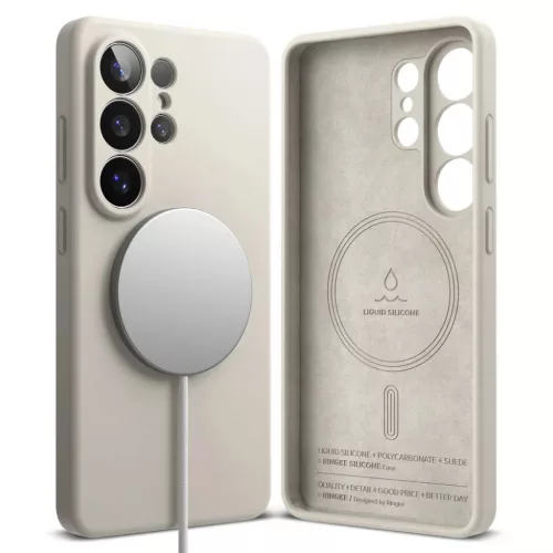 Samsung Galaxy S26 Ultra Ringke Silicone Magnetic Magsafe tok Beż-8800328814752 2 kép