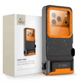 Tech-protect Ipx8 Pro Univerzális Búvár Vízálló Tok Fekete/Naran-5906302353156 1 kép