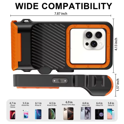 Tech-protect Ipx8 Pro Univerzális Búvár Vízálló Tok Fekete/Naran-5906302353156 5 kép
