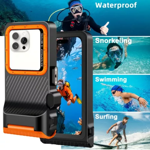 Tech-protect Ipx8 Pro Univerzális Búvár Vízálló Tok Fekete/Naran-5906302353156 6 kép