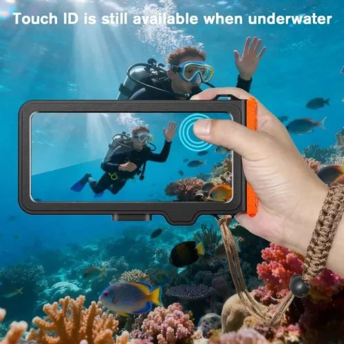 Tech-protect Ipx8 Pro Univerzális Búvár Vízálló Tok Fekete/Naran-5906302353156 7 kép
