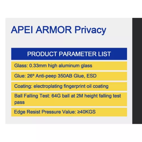 iPhone 17 Pro Max betekintés gátló üvegfólia Prémium Apei Armor - 3 kép