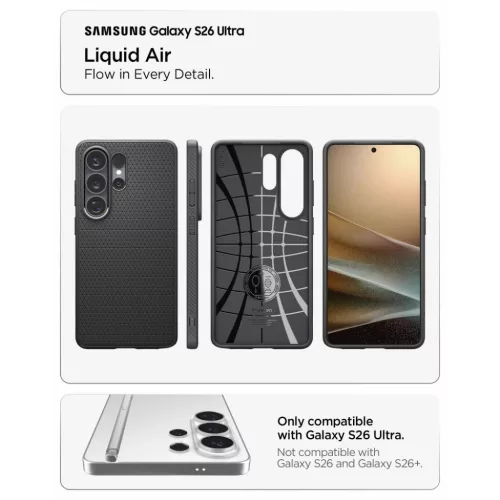 Samsung Galaxy S26 Ultra Spigen Liquid Air tok, Fekete Matt-8800283318029 6 kép