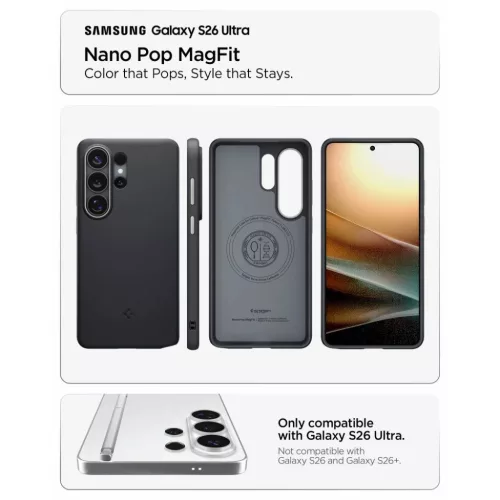 Samsung Galaxy S26 Ultra Spigen Nano Pop Mag Magsafe fekete szezám to-8800337241594 8 kép