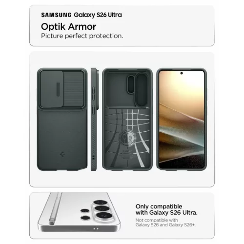 Samsung Galaxy S26 Ultra Spigen Optik Armor tok, zöld-8800283318203 5 kép