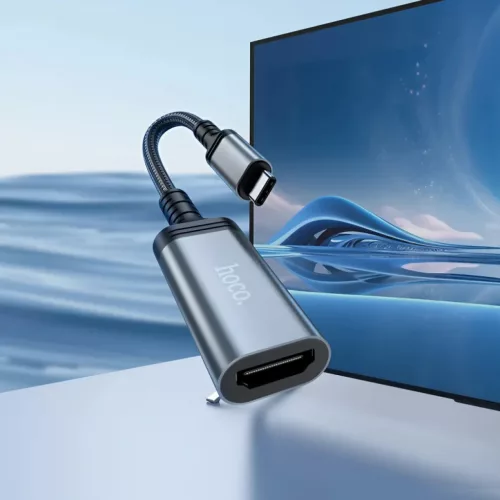 USB-C to HDMI Video Adapter Hoco UA43A, 0,2m, Szürke-6942007671507 6 kép