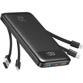   Charmast W1148 Powerbank 5V 3A 10000 mAh beépített kábelekkel USB A / USB C / Lightning / Micro USB fekete