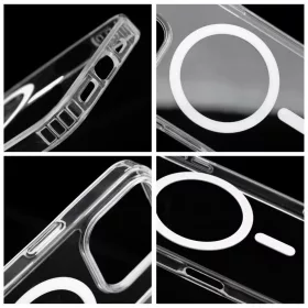   Samsung Galaxy S26 tok Ragasztócsepp Színes Gyűrű Mag Cover, MagSafe kompatibilis fehér tok