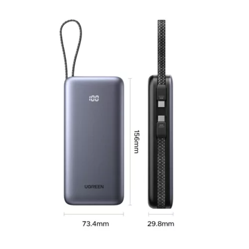 UGREEN PB528 (55985B) powerbank, 20000mAh, 30W, QC + PD, Szürke-6941876271054 2 kép