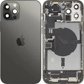   Akkumulátor fedő / hátlap középső kerettel Apple iPhone 12 Pro Max készülékhez, teljes alkatrészek, Grafit, bontott (A osztály)