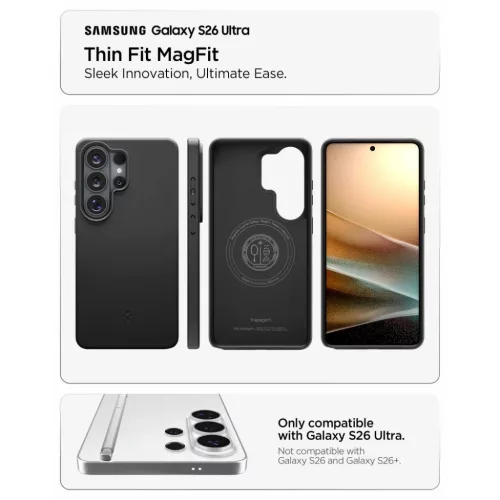 Samsung Galaxy S26 Ultra Spigen Thin Fit Mag MagSafe fekete tok-8800337245271 10 kép