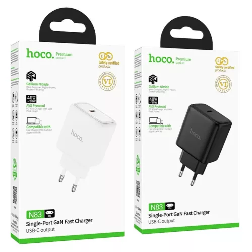 Hoco N83 USB-C PD AVS GaN hálózati töltő adapter 40W / max. 60W fe-6942007681995 7 kép